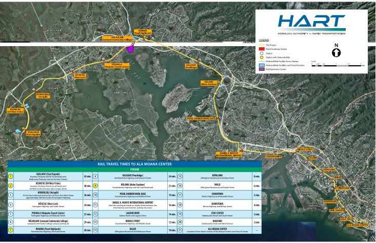 ハワイモノレールの路線図