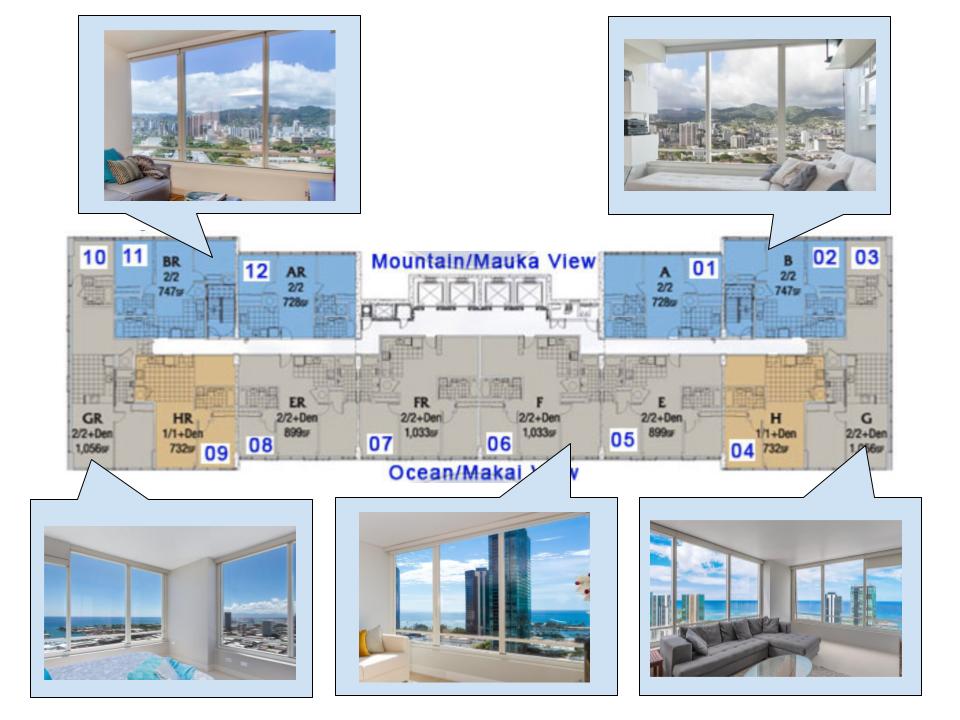 パシフィカホノルルのフロアプランと眺望