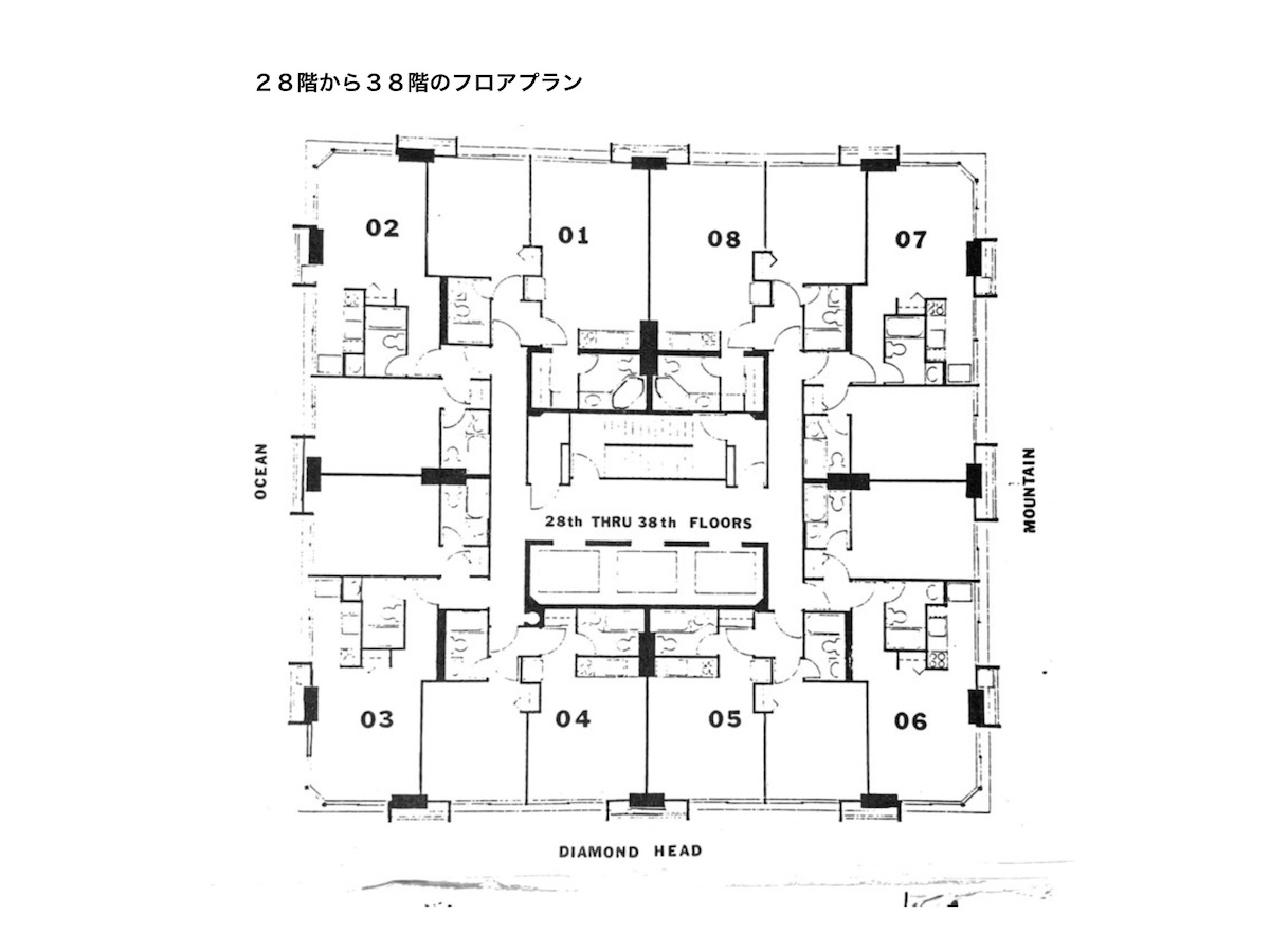 ハワイアンモナーク２８階から３８階のフロアプラン