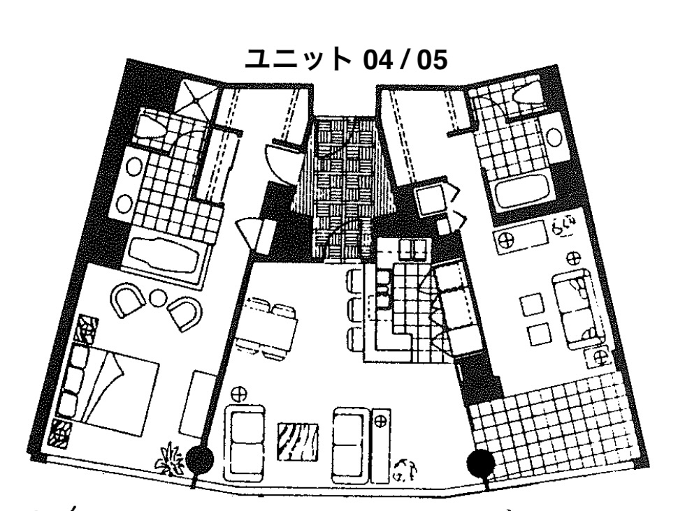 ナウルタワー ２ベッドルーム 04/05ユニットの間取り図